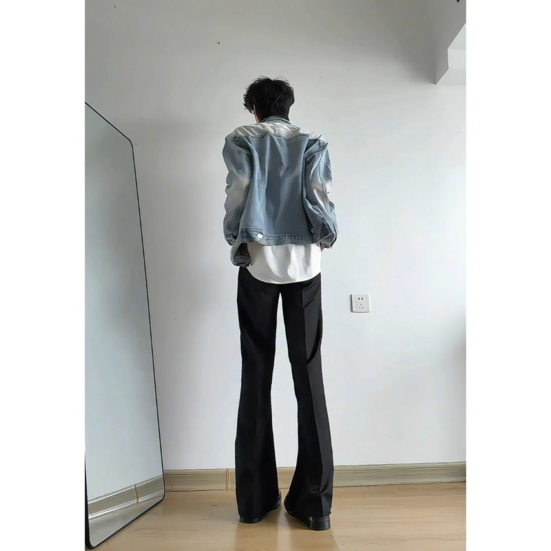 Cleanfit pantaloni bărbați cu căptușeală din fleece, groși și ușor evazați, casual cu croială dreaptă pentru toamnă–iarna, lejeri și care subțiază silueta