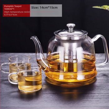 Set Gongfu de ceai cu oală groasă, ceainic din sticlă rezistentă la temperatură cu filtru, pentru uz casnic, set de ceai cu flori