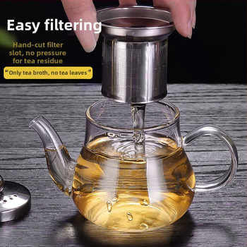 Set Gongfu de ceai cu oală groasă, ceainic din sticlă rezistentă la temperatură cu filtru, pentru uz casnic, set de ceai cu flori