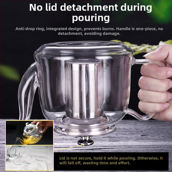 Set Gongfu de ceai cu oală groasă, ceainic din sticlă rezistentă la temperatură cu filtru, pentru uz casnic, set de ceai cu flori