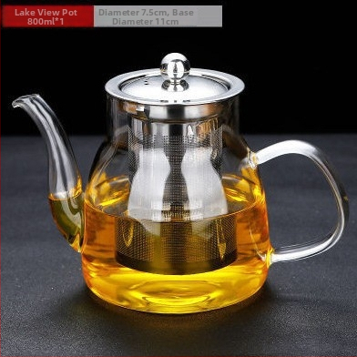 Set Gongfu de ceai cu oală groasă, ceainic din sticlă rezistentă la temperatură cu filtru, pentru uz casnic, set de ceai cu flori