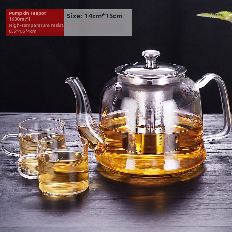 Set Gongfu de ceai cu oală groasă, ceainic din sticlă rezistentă la temperatură cu filtru, pentru uz casnic, set de ceai cu flori