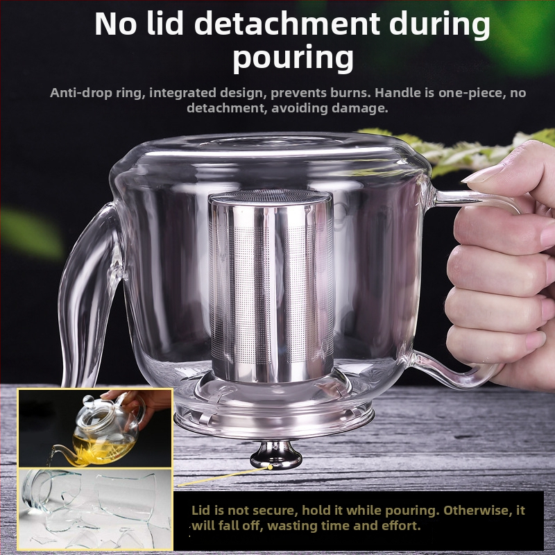 Set Gongfu de ceai cu oală groasă, ceainic din sticlă rezistentă la temperatură cu filtru, pentru uz casnic, set de ceai cu flori