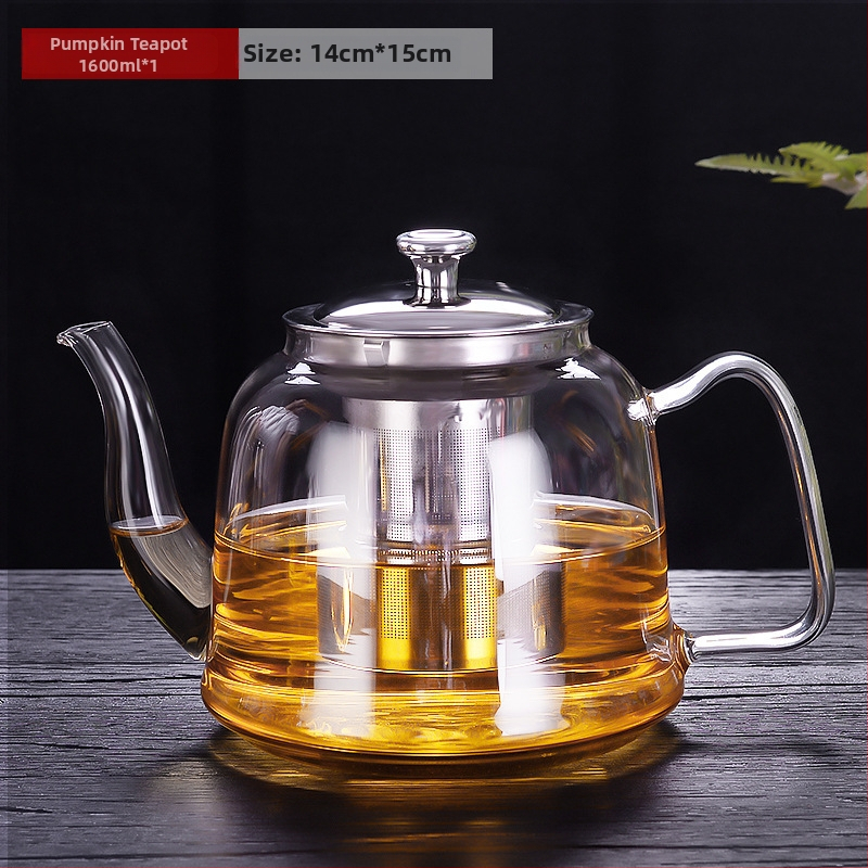 Set Gongfu de ceai cu oală groasă, ceainic din sticlă rezistentă la temperatură cu filtru, pentru uz casnic, set de ceai cu flori