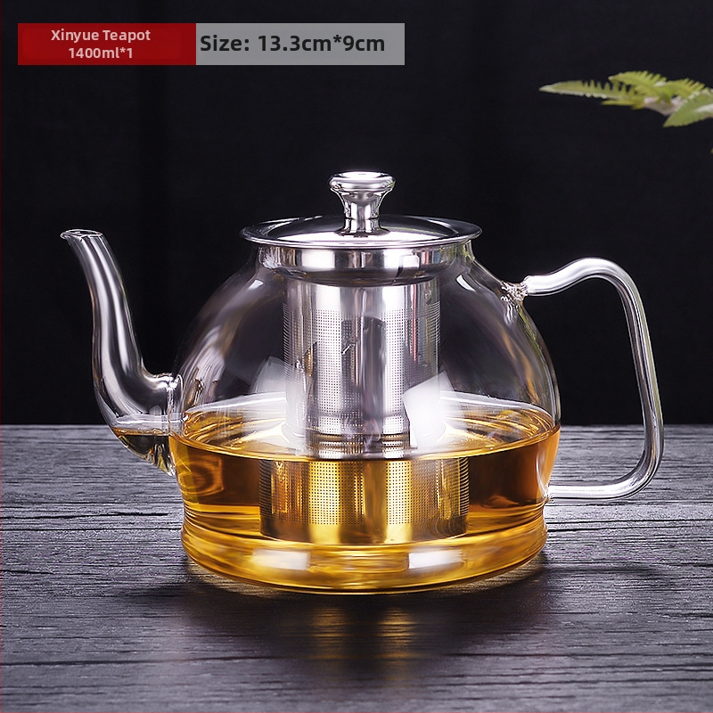 Set Gongfu de ceai cu oală groasă, ceainic din sticlă rezistentă la temperatură cu filtru, pentru uz casnic, set de ceai cu flori
