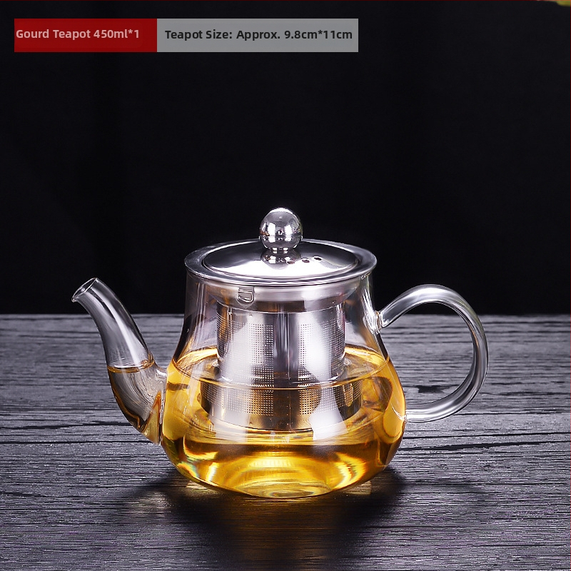 Set Gongfu de ceai cu oală groasă, ceainic din sticlă rezistentă la temperatură cu filtru, pentru uz casnic, set de ceai cu flori