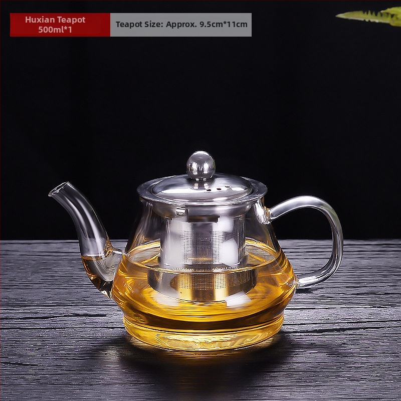 Set Gongfu de ceai cu oală groasă, ceainic din sticlă rezistentă la temperatură cu filtru, pentru uz casnic, set de ceai cu flori