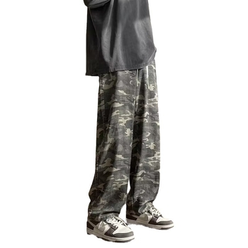 Pantaloni de lucru camuflați pentru bărbați, toamnă-iarnă, stil stradă american, croială dreaptă, picioare late, pantaloni casual sport