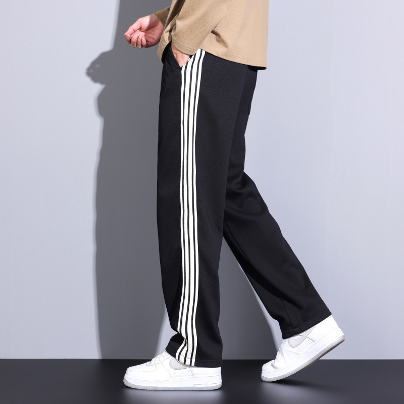 Pantaloni casual pentru bărbați, trei dungi, croială lejeră, drepti, în dungi, trening sport pentru primăvară- toamnă 2025