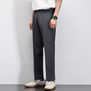Pantaloni bărbați de primăvară, stil coreean, drapat, croială lejeră – pantaloni casual largi, amestec din bumbac, 75% poliester
