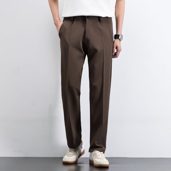 Pantaloni bărbați de primăvară, stil coreean, drapat, croială lejeră – pantaloni casual largi, amestec din bumbac, 75% poliester