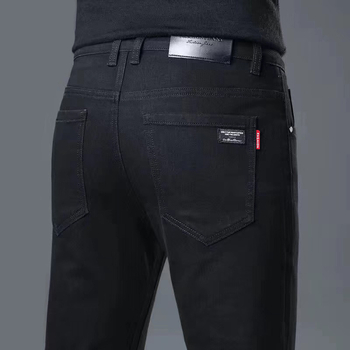 Blugi bărbați elastici, drepti pentru primăvară-toamnă, slim fit, business casual, versatili și durabili, denim spălat
