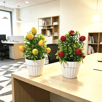 9 bucăți bonsai cu fructe realiste, plantă artificială în ghiveci din spumă pentru decorul casei