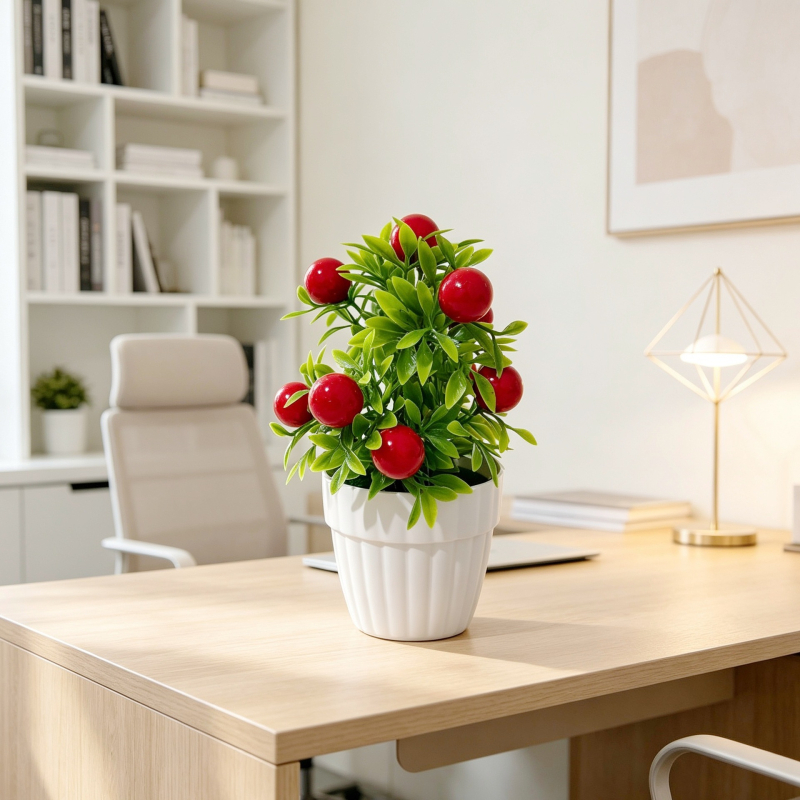 9 bucăți bonsai cu fructe realiste, plantă artificială în ghiveci din spumă pentru decorul casei