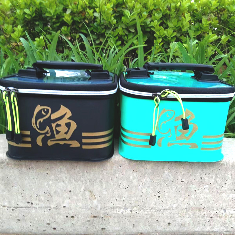 Cutie EVA pentru pescuit, depozitare pentru cârlige și momeli, organizator de accesorii, negru-verde, dimensiuni 21.5 × 21.5 × 24 cm
