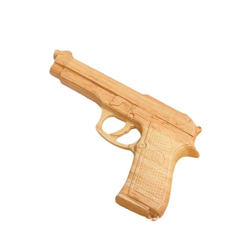 Model de pistol din lemn de stejar, relief sculptat, pistol din lemn pentru copii