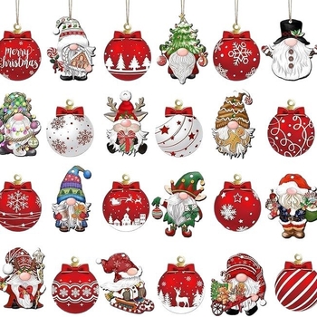 Set de ornamente din lemn pentru brad și decor în casă