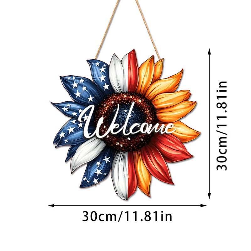 Placă decorativă din lemn cu floarea-soarelui, accesoriu de casă drăguț, semn de bun-venit