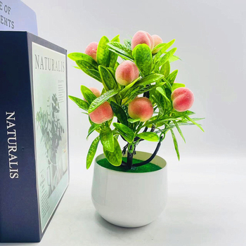 Bonsai cu fructe din plastic, 12 fructe din spumă, înălțime 23 cm