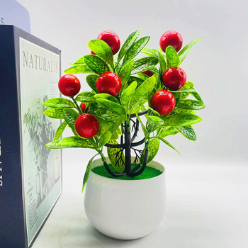 Bonsai cu fructe din plastic, 12 fructe din spumă, înălțime 23 cm