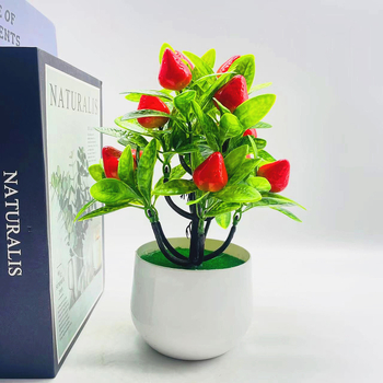 Bonsai cu fructe din plastic, 12 fructe din spumă, înălțime 23 cm
