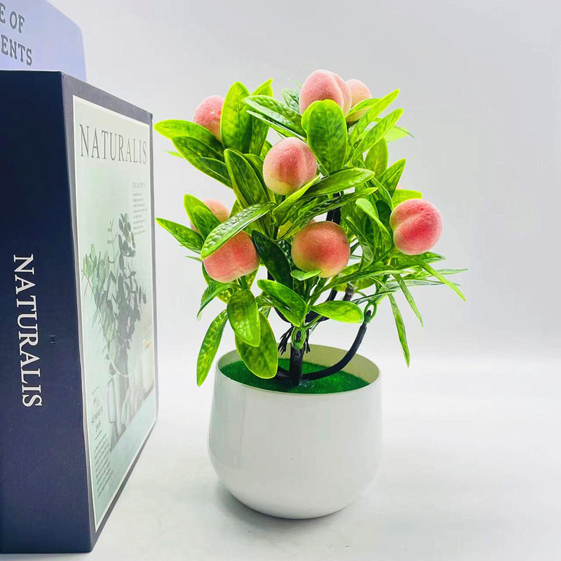 Bonsai cu fructe din plastic, 12 fructe din spumă, înălțime 23 cm