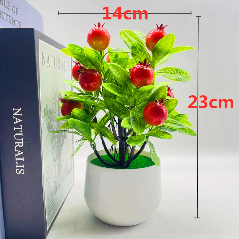 Bonsai cu fructe din plastic, 12 fructe din spumă, înălțime 23 cm