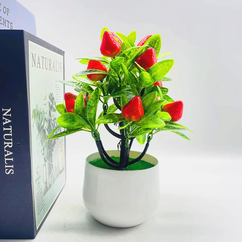 Bonsai cu fructe din plastic, 12 fructe din spumă, înălțime 23 cm