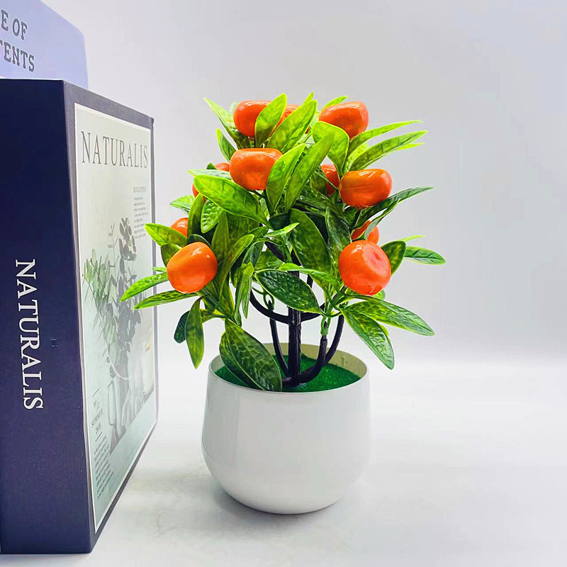 Bonsai cu fructe din plastic, 12 fructe din spumă, înălțime 23 cm