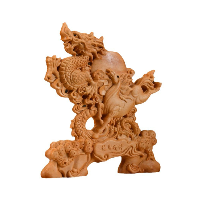 Ornament decorativ din lemn, pește-dragon auriu, Taihang Cliff Cypress, sculptură din rădăcini