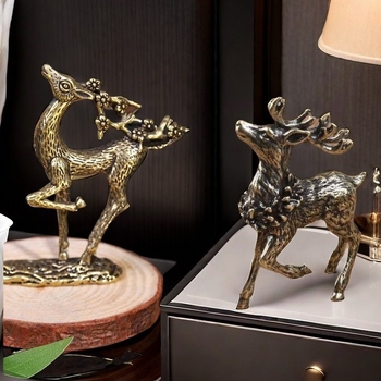 Figurină decorativă din cupru solid pentru ceai, cerbul Sika, capac de ceai, cuțit de ceai, ornament de birou creativ, cadou pentru ceremonia ceaiului