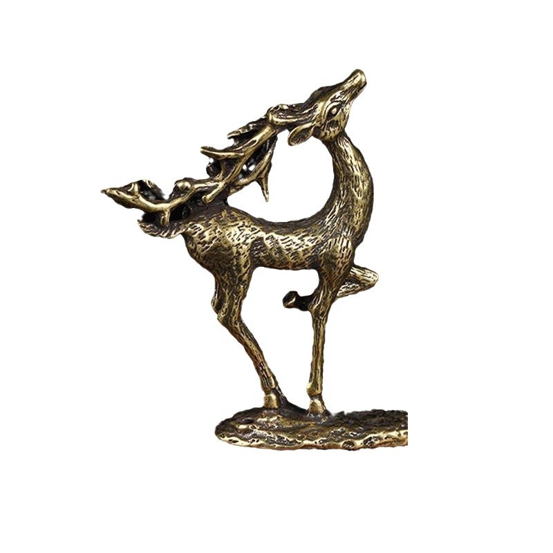 Figurină decorativă din cupru solid pentru ceai, cerbul Sika, capac de ceai, cuțit de ceai, ornament de birou creativ, cadou pentru ceremonia ceaiului