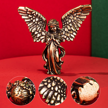 Statuetă Cupidon vintage, înger cu șase aripi, ornament pentru birou și decor pentru casă