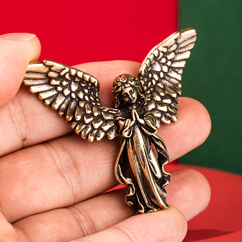 Statuetă Cupidon vintage, înger cu șase aripi, ornament pentru birou și decor pentru casă