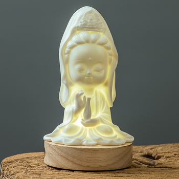 Figură ceramică Guanyin Bodhisattva pentru decorul casei, ornament de birou, decor de intrare, cadou liniștitor pentru mașină