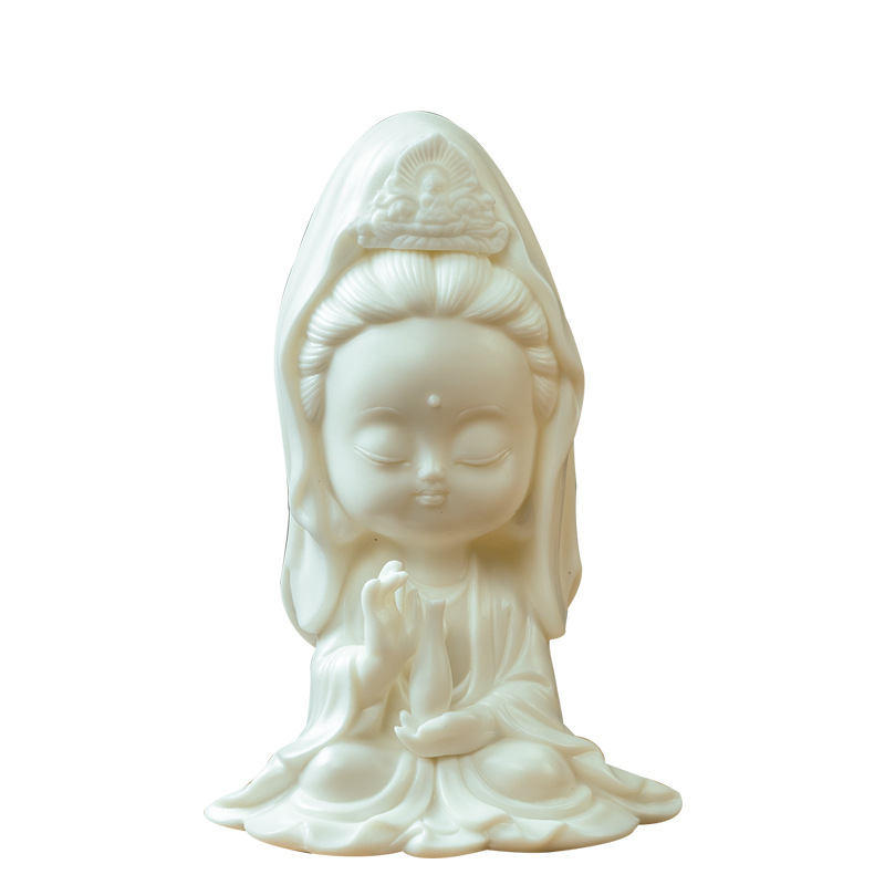 Figură ceramică Guanyin Bodhisattva pentru decorul casei, ornament de birou, decor de intrare, cadou liniștitor pentru mașină
