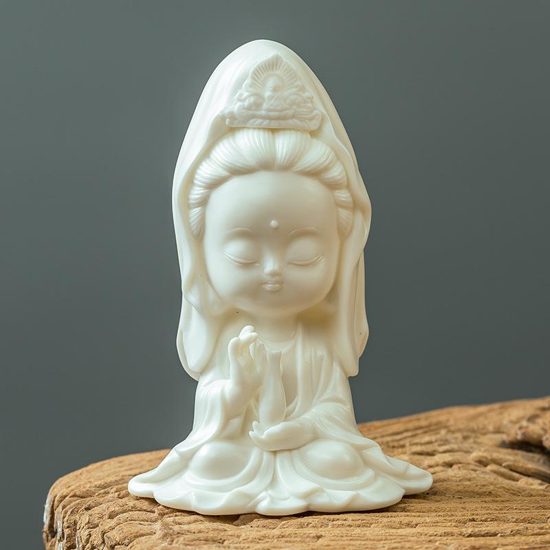 Figură ceramică Guanyin Bodhisattva pentru decorul casei, ornament de birou, decor de intrare, cadou liniștitor pentru mașină