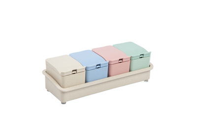 Set de recipiente pentru condimente din paie de grâu pentru bucătărie