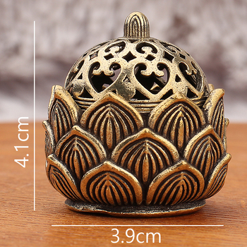 Suport pentru tămâie din bronz cu lotus decupat – decor metalic pentru birou și casă