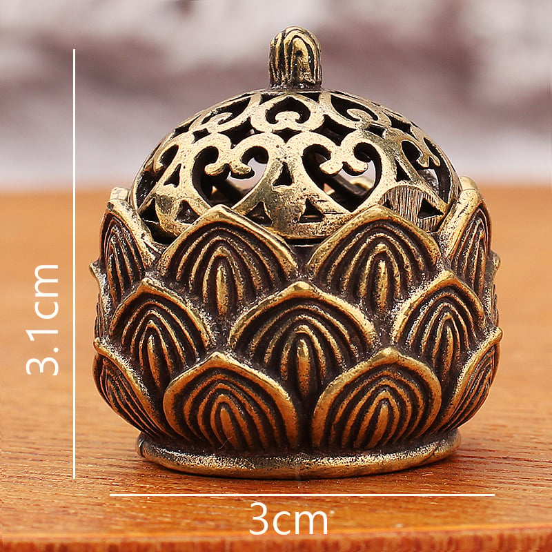 Suport pentru tămâie din bronz cu lotus decupat – decor metalic pentru birou și casă