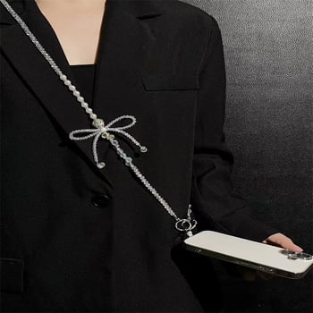 Șnur crossbody pentru telefon cu mărgele de cristal în formă de căpșună