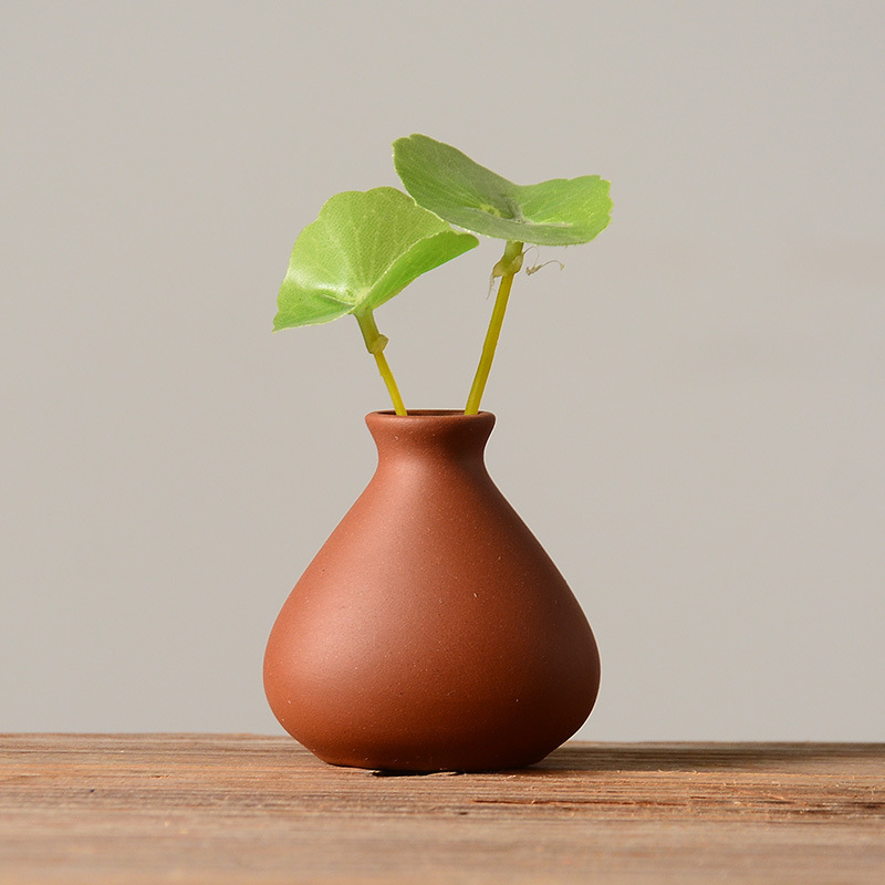 Ornament Tea Pet: mini vază din lut mov, lucrat manual, pentru aranjamente de ceai și hidroponie