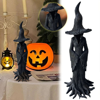 Statuie de vrăjitoare din rășină, decor de Halloween pentru casă