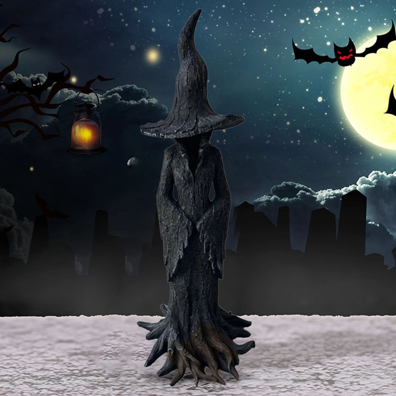 Statuie de vrăjitoare din rășină, decor de Halloween pentru casă