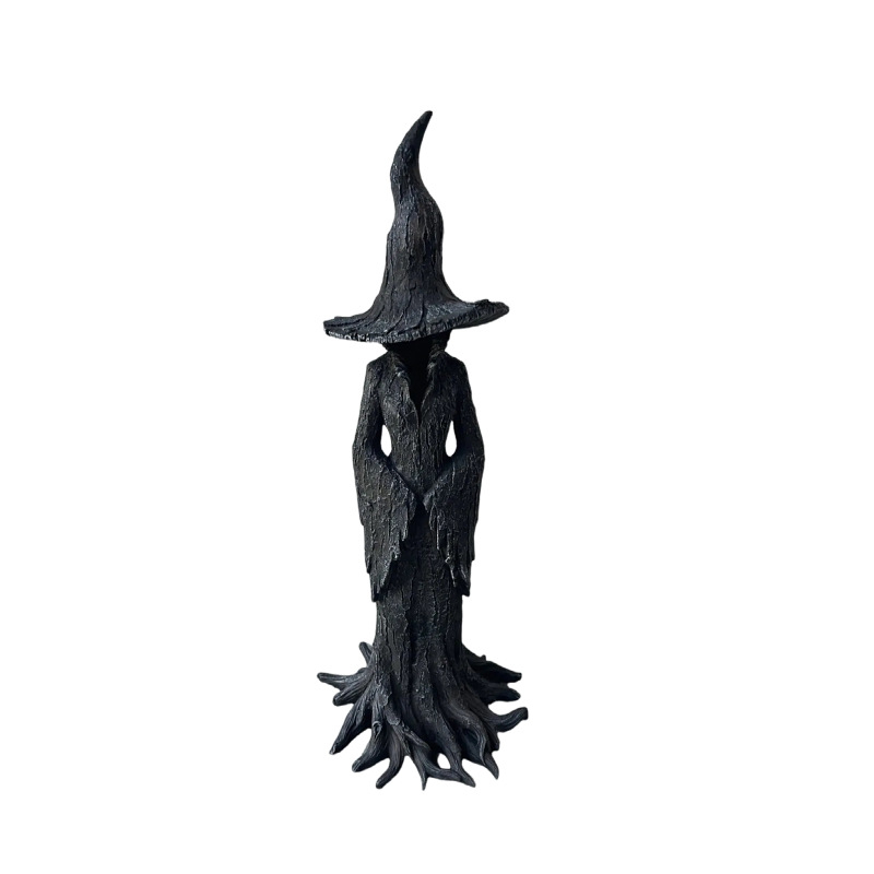 Statuie de vrăjitoare din rășină, decor de Halloween pentru casă