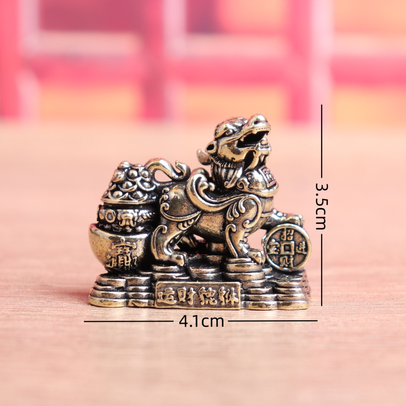 Cuplu Pixiu din alamă pură – ornamente decorative vintage pentru belșug și noroc