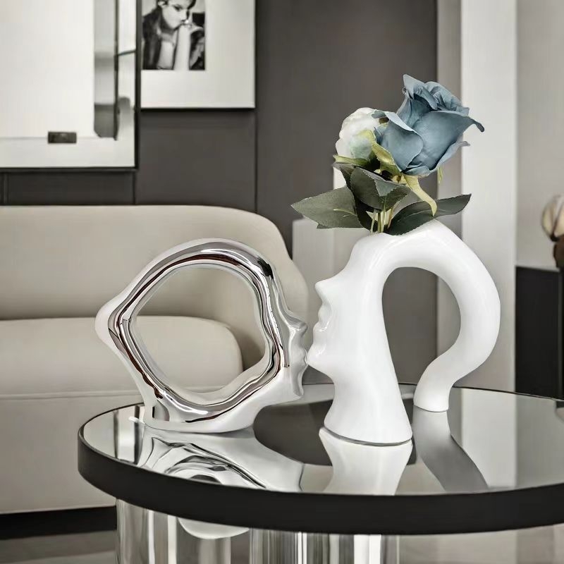 Vază decorativă ceramică nordică, stil modern minimalist, pentru sufragerie