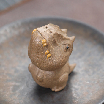 Tea Pet din nisip mov: Tyrannosaurus Rex, accesorii pentru ceai lucrate manual, suport ceramic pentru capac și decor pentru masa de ceai