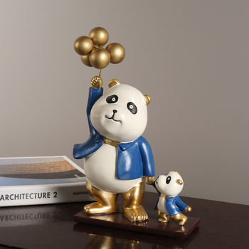 Figurină decorativă cu panda în stil desen animat pentru dulapul de televizor – decor modern, lux lejer pentru living și birou