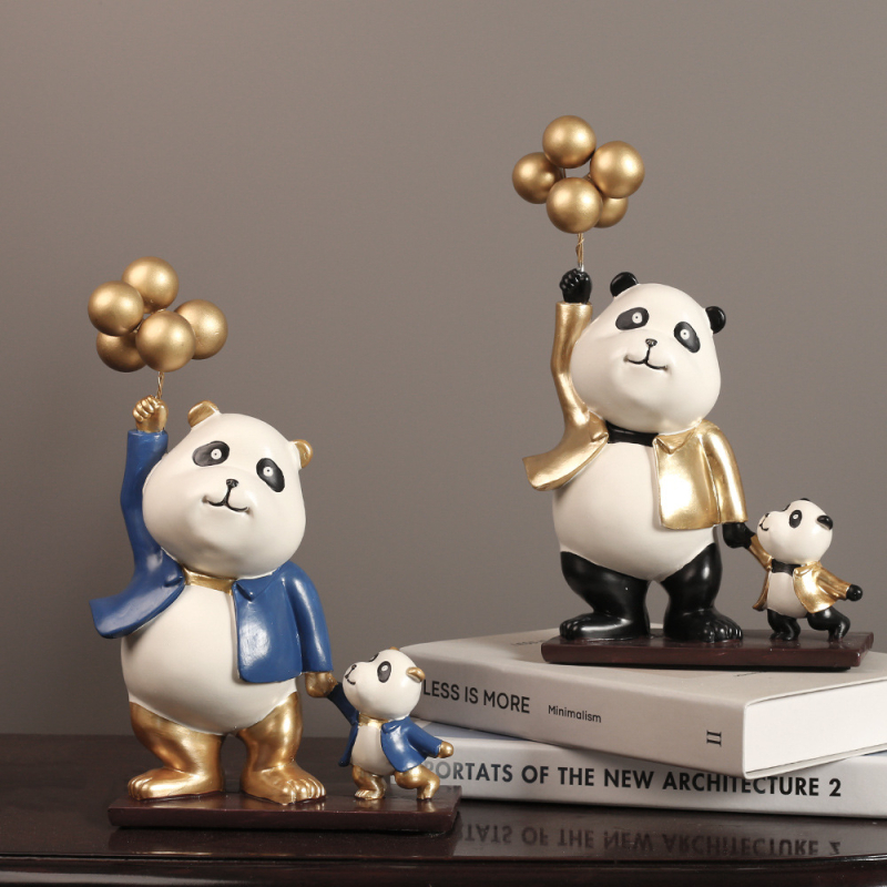 Figurină decorativă cu panda în stil desen animat pentru dulapul de televizor – decor modern, lux lejer pentru living și birou